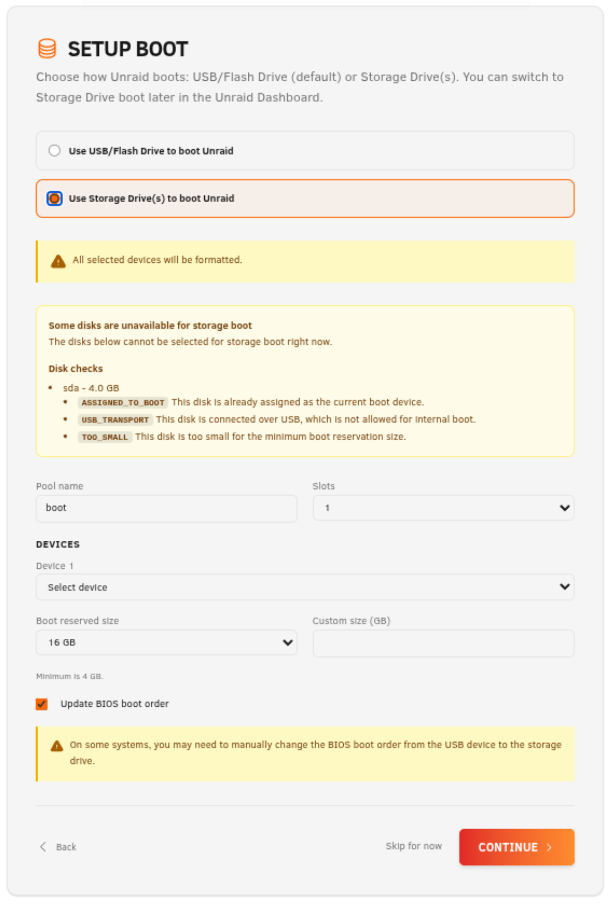 Étape 3 : Démarrage interne